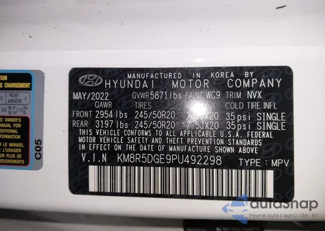2023 Hyundai Palisade Limited z USA, uszkodzony, nr VIN KM8R5DGE9PU492298